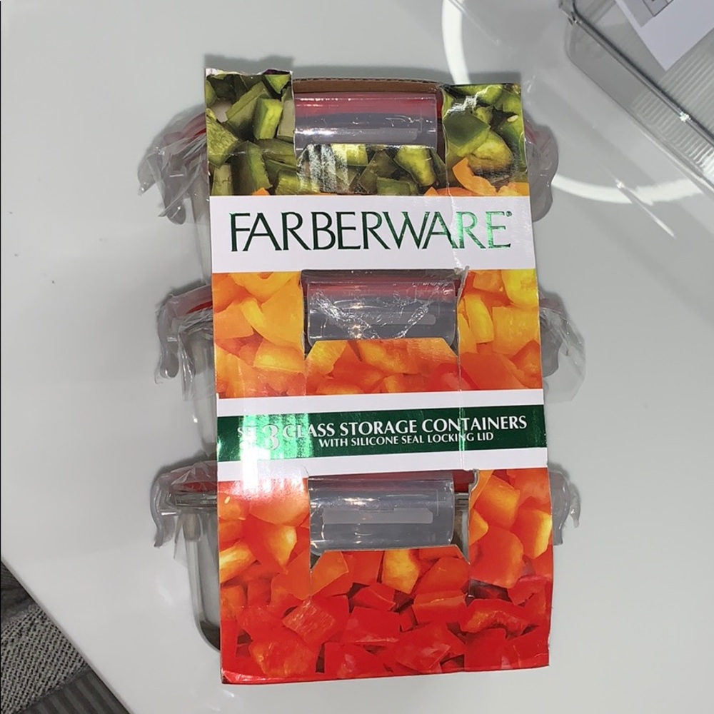 Farberware set of 3 glass storage containers
